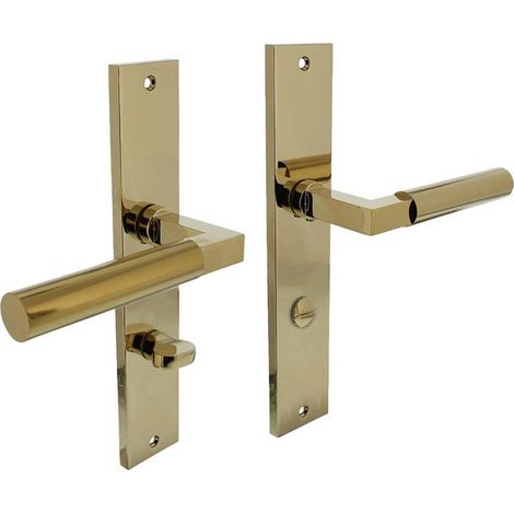 INTERSTEEL Langschildschildgarnitur Baustil Aluminium F3 MessingWC 72 mm DIN links / rechts (1/3)