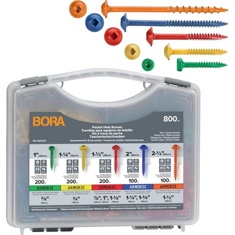 Kit de vis 800 pièces Filetage fin Marquage couleur pour bois dur Coffret de rangement inclus (1/5)