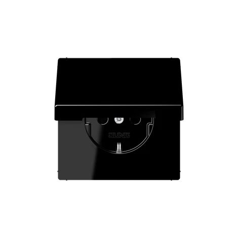 Jung Toma de corriente SCHUKO®, 16 A 250 V , tapa abatible, Duroplast, Serie LS, negro LS 1520 KL SW