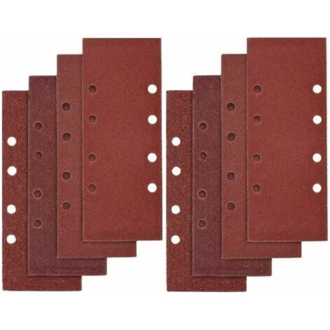 LaBlanc - 40 fogli abrasivi, 93 x 185 mm, per levigatrice orbitale, 8 fori, grana assortita P40, P60, P80, P100