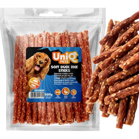 Snack para perros: Palitos blandos con pato y arroz UniQ Pets 500 g