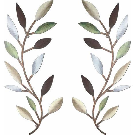 Autocollant mural Feuille - Fer forgé - Décoration de salon, couloir, extérieur - Lot de 2 (1/5)