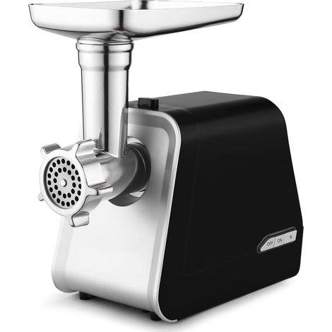 Hachoir à viande électrique 2000W – 3 plaques inox pour broyage fin, moyen et grossier – Tube de remplissage saucisse – Base d'aspiration