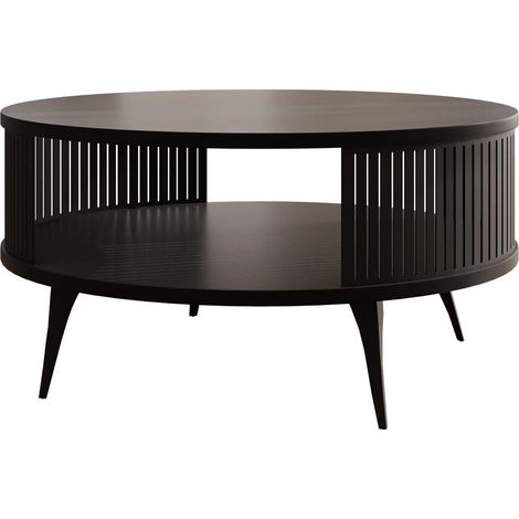 Mesa de centro Vitum, Negro, 44x0x0cm, Diámetro: 75, Aglomerado laminado, Redonda