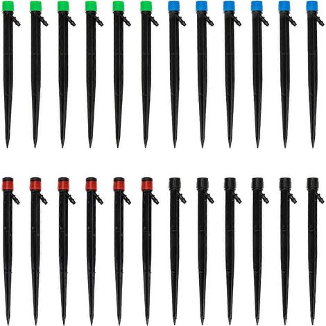 Lot de 24 goutteurs à jet réglables avec prise au sol pour l'irrigation-18.5x1.5cm