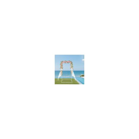 Arche de mariage - En métal - Blanc - Arche de fond carrée - Support pour mariages, fêtes d'anniversaire, anniversaires et remises de diplôme (1/5)