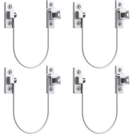 4pcs Entrebâilleur Fenêtre Porte Restricteur de Porte de Fenêtre Verrou Fenetre UPVC Verrouillage de Limite Verrou de Sécurité Câble Serrure de Limite Avec Clé et Vis (1/5)