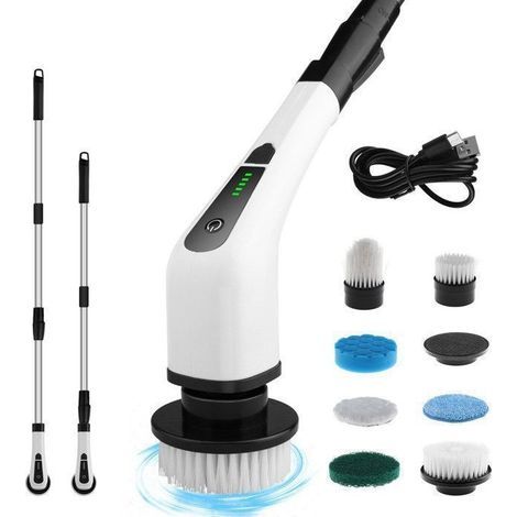 8-in-1 Elektrische Reinigungsbürste, elektrische Rotationsbürste, 3 Geschwindigkeitsstufen mit Verlängerungsarm für Küche, Auto, Wände und Böden (1/5)