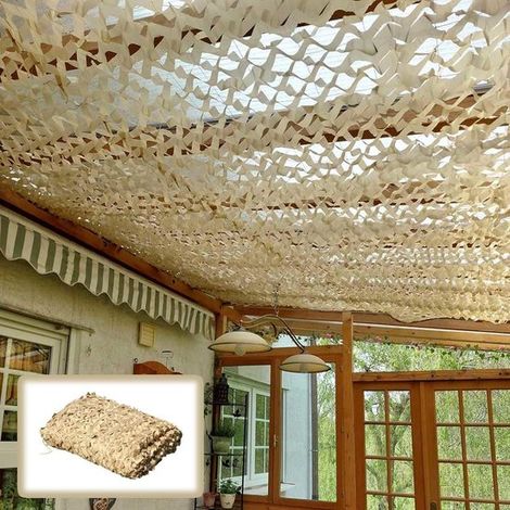 Filet de camouflage beige 3x3 - adapté à la chasse - au camping - à un usage militaire - à la décoration de fêtes (1/5)