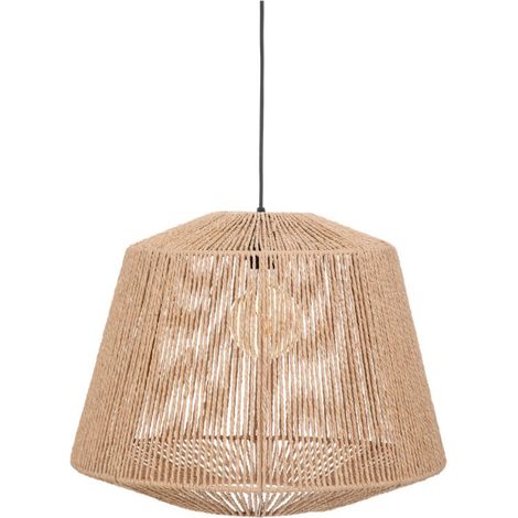 Lampe suspendue, Suspension luminaire coloris beige et métal noir - diamètre 48 x Hauteur 38 cm -PEGANE- (1/4)