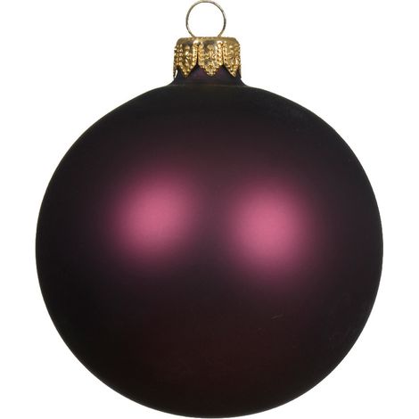 Boules en verre mauve foncé 8 cm - 6 pièces