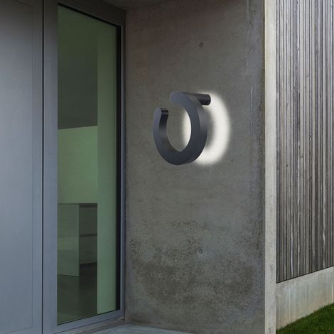 LED Wand Leuchte Ring Design ALU Strahler Fassaden Beleuchtung Garten Außen Lampe grau Globo 34273