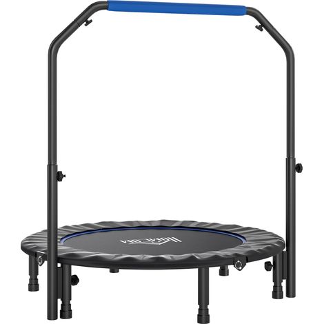 Mini Trampolino Fitness Ø114 cm Pieghevole con Manubrio Regolabile in Altezza Blu e Nero (1/5)