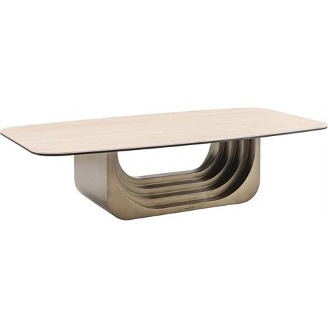 Table basse beige à plateau rotatif - beige et bronze (1/4)
