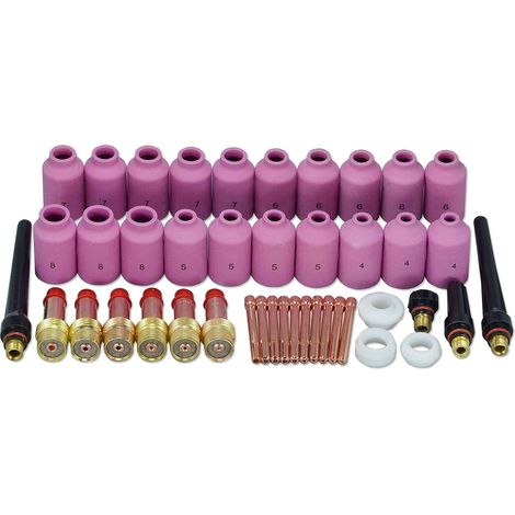 Corps de Collet pour Diffuseur de Gaz TIG 45V 10N série Grand Diamètre Buses en Céramique D'alumine 54N14 54N15 54N16 54N17 54N18 pour SR WP 17 18 26 Torche de Soudage TIG 43pcs (1/5)