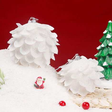 3er-Packung Glitzernde Blütenblatt-Schaumstoffkugeln als Mini-Weihnachtsanhänger für Weihnachtsbaum, Türen, Kamine und Vorhänge (1/5)