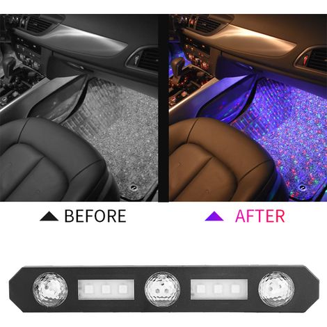 Kit de 4 bandes lumineuses LED décoratives à effet étoile pour l'intérieur de voiture, sous les sièges. (1/5)