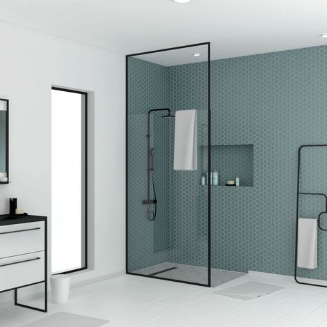 120x203cm Parete doccia con struttura nera elastica 203 cm a 273 cm Stretchy (1/5)