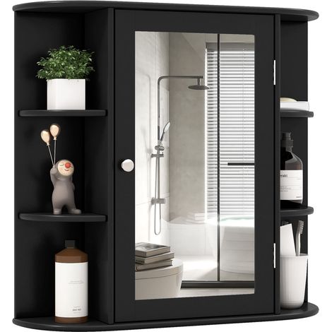 COSTWAY Mirrored Bathroom Cabinet Wall-mounted Storage Cabinet (1/5)