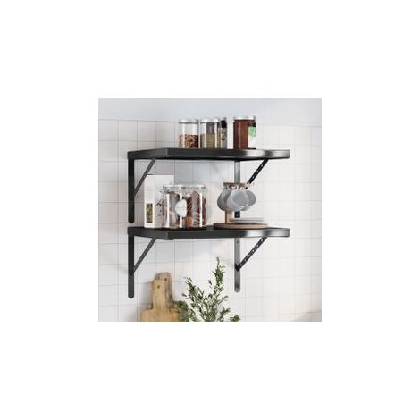 Étagères murales 2 pcs 50x40x3 noir acier inoxydable (1/5)