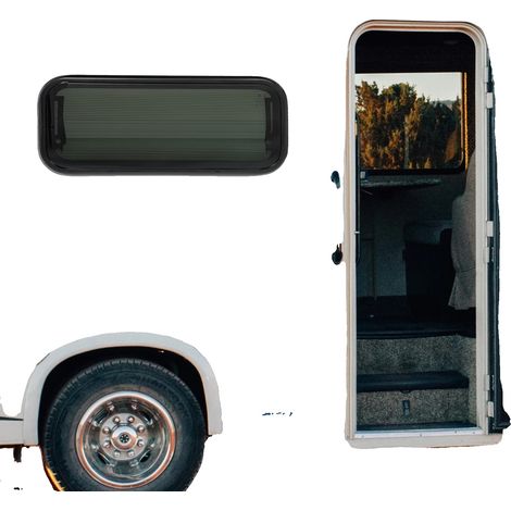 Fenêtre de camping-car, design à poussée externe, moustiquaire intégrée, noir (1/5)