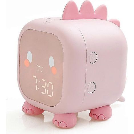Réveil enfant, lampe de chevet avec affichage de la température, pour garçons et filles (rose) (1/4)