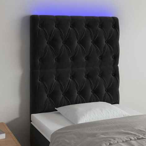 vidaXL Cabecero con luces LED terciopelo negro 80x7x118/128 cm (1/5)