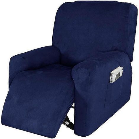 Housse de canapé inclinable extensible imperméable en suédine, 4 pièces séparées, avec poche latérale, pour la maison, la chambre ou le salon. (1/5)