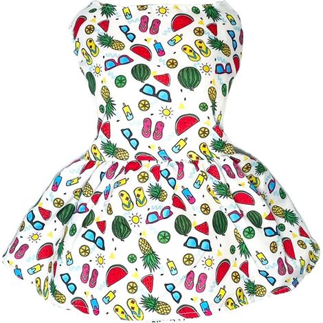 1 robe pour chienne motif fruit, vêtement festif Noël Nouvel An, tenue multicolore en polyester, taille S à XL (1/5)