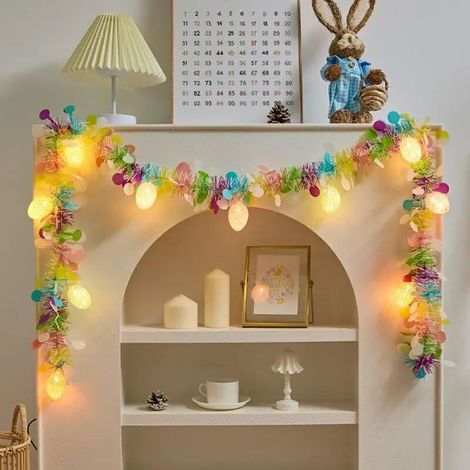 Chaîne lumineuse œufs de Pâques 2m-10lampes – Guirlande décorative LED pour fête, table et jardin, fonctionne avec des piles
