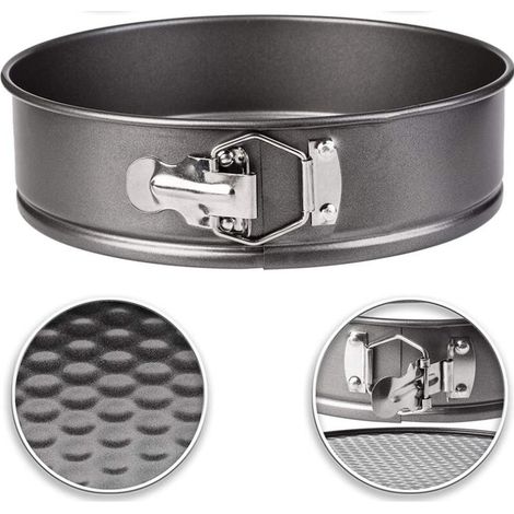 Moule à charnière monobloc antiadhésif, moule à gâteau anti-fuite, rond, anti-fuite, moule à revêtement antiadhésif (noir) Ø 18 cm (1/2)