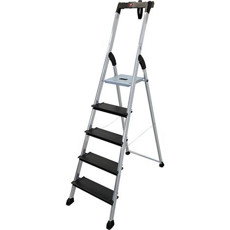 Hailo – Escabeau 6 marches – Hauteur de travail max. 3.28m – Profondeur de marche 13cm pour sécurité – 8816211