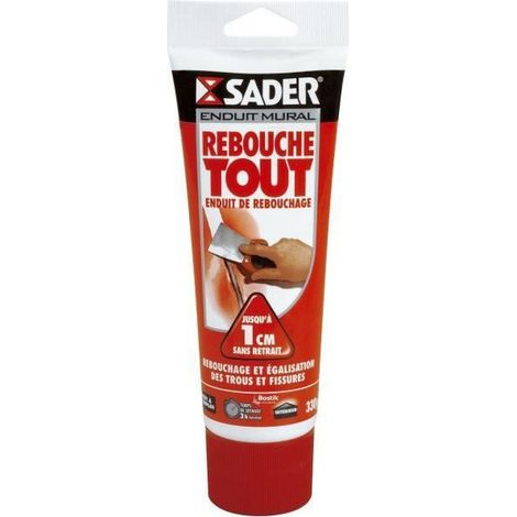 Sader – Enduit de rebouchage intérieur 330g – Prêt à l'emploi – Séchage rapide 3h – Rebouche jusqu'à 1 cm – Finition lisse et durable