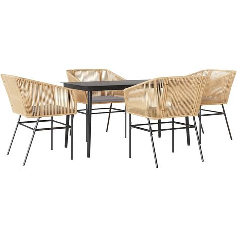 Maison Exclusive - Set da Pranzo da Giardino 5pz con Cuscini Polyrattan Vetro (1/5)