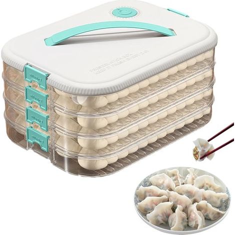 Caja para dumplings, bandeja apilable de cuatro niveles para almacenar alimentos con temporizador. (1/5)