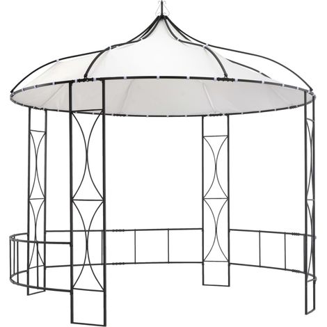 Tonnelle de Jardin Tente de réception - Rapide à Installer 300 x 290 cm Blanc Rond BV246664 - BonneVie (1/5)