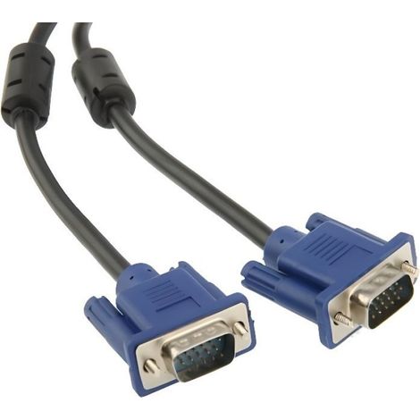 Cable Vga - 15 Broches Mâle à 15 Broches Mâle - Pour Écran Lcd et Projecteur - Longueur 1,8 M