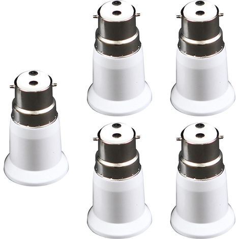 Lot de 5 adaptateurs de douille B22 vers E27, à baïonnette vers à vis, pour ampoule. (1/5)