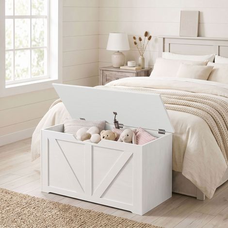 Banc de rangement avec charnière de sécurité et support en U, capacité de charge 136 kg (1/5)