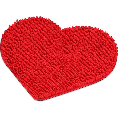 Tapis cœur rouge matelas décoratif Saint-Valentin, antidérapant durable pour salle de bain porte chambre entrée