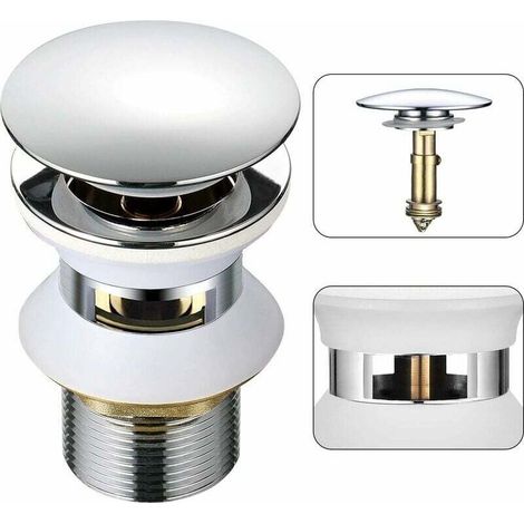 Nazalus-Hot Sale-Universal-Spülbeckenabfluss mit Überlauf-Popup-automatischer Push-Open-Klick-Klack-Funktion für Badezimmer 1-1/4 Chrommessing