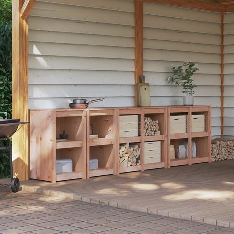 vidaXL Meuble de cuisine d'extérieur MEPPEL 4 pc Douglas Naturel (1/5)