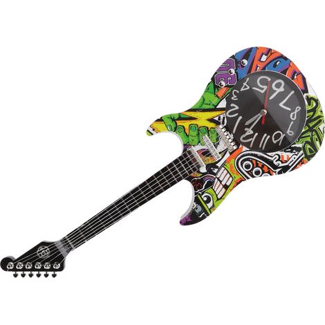 Horloge murale en forme de guitare, horloge murale guitare précise, décoration murale pour la maison, la chambre d'étudiant, 5680CC, guitare avec support (1/5)