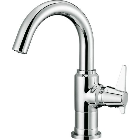 Miscelatore lavabo con bocca girevole in ottone finitura cromo - Tevo