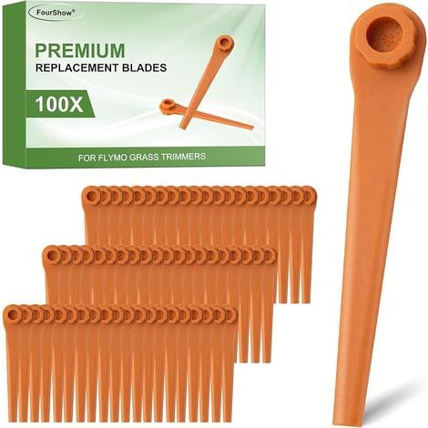 Lot de 100 lames en plastique FLY083 compatibles avec Flymo SimpliTrim Li EasiTrim 230 Lames de rechange 598523101 (1/5)