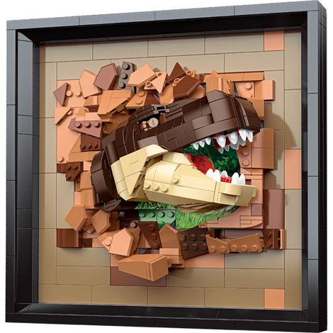 Der 3D-Dinosaurier-Pixelbildrahmen aus Bausteinen kann aufgestellt oder aufgehängt werden ein tolles Puzzlespielzeug für Jungen. (1/5)