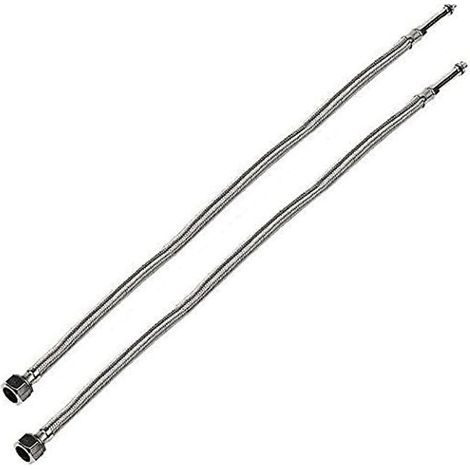 Tuyau flexible de robinet pour lavabo, vasques monobloc ou robinets de cuisine 400 mm, 500 mm, 900 mm, x 10 mm et 12 mm, Chrome poli, 500mm x 10mm