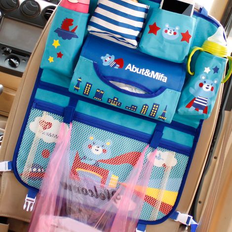 Sac de rangement multifonction pour siège arrière de voiture, motif dessin animé, avec poche de rangement pour siège arrière de voiture type 1 (1/4)