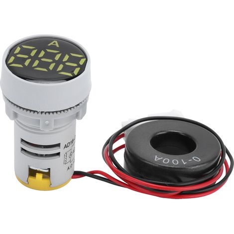 AD16‑22DSA Indicateur de Signal Rond Jaune 220V AC Ampèremètre Numérique à Panneau en Cristal (1/5)