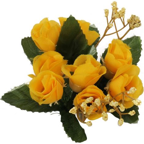 Kerzendekoration mit gelben Rosen, 10 cm (1/2)